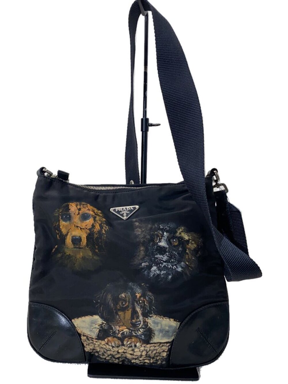 Prada Tessuto Saffiano Leather Shoulder Bag Black